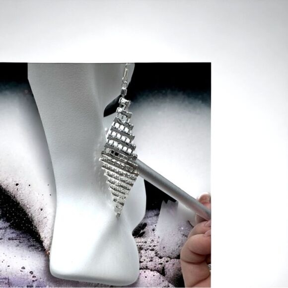 4” Dangle Drop Earrings l Bridal, Festive, Formal l Hook l New - Picture 3 of 12